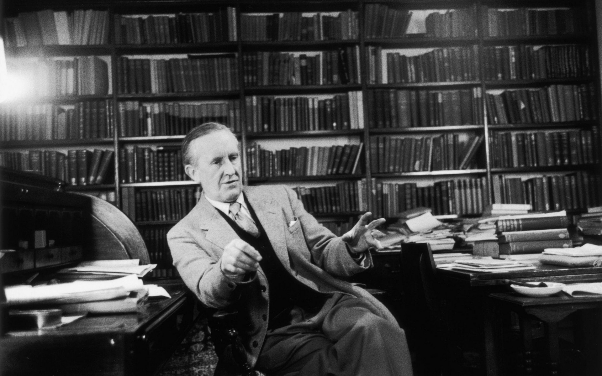 jrr tolkien in his study